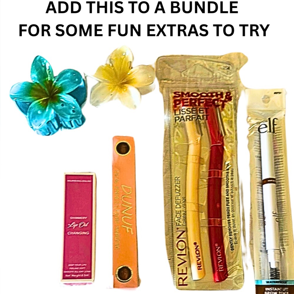 Drugstore Beauty Bundle Revlon, Dunuf, Lip Oil, and elf brow pencil